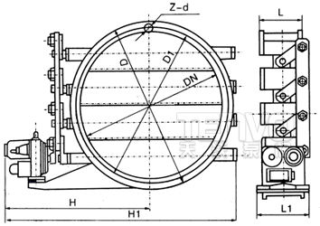 電動(dòng)圓形百葉式通風(fēng)蝶閥結(jié)構(gòu)圖