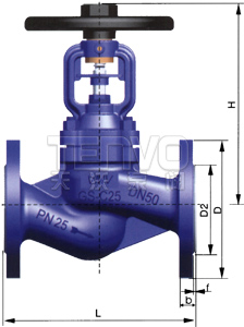 德標(biāo)波紋管截止閥結(jié)構(gòu)圖