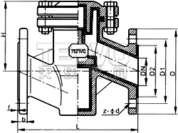 升降式襯氟止回閥結(jié)構(gòu)圖