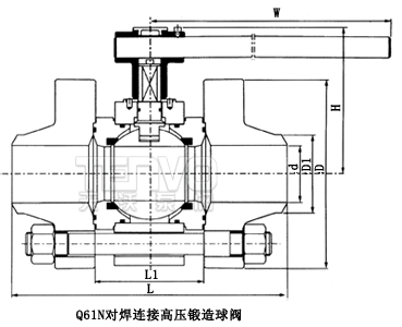 三塊式高壓對焊球閥結(jié)構(gòu)圖