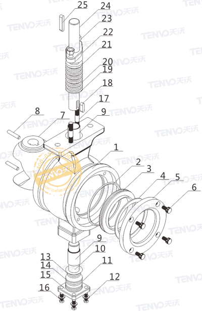 對(duì)夾式V型球閥零件圖