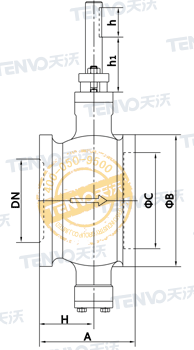 對(duì)夾式V型球閥正面結(jié)構(gòu)圖