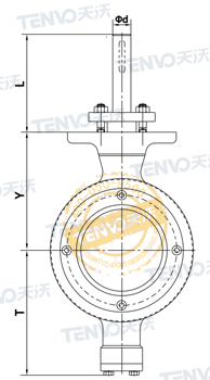 對(duì)夾式V型球閥側(cè)面結(jié)構(gòu)圖
