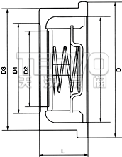 H71H型升降式對(duì)夾式止回閥結(jié)構(gòu)圖