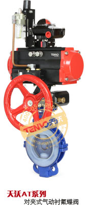 D671F46氣動(dòng)對夾式襯氟蝶閥實(shí)物圖