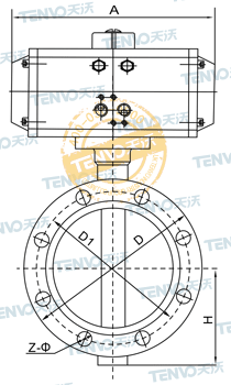 法蘭式氣動(dòng)軟密封蝶閥結(jié)構(gòu)圖
