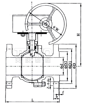 蝸輪手動(dòng)法蘭球閥