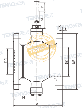 法蘭式V型球閥正面結(jié)構(gòu)圖