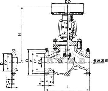Jy41W型氧氣專(zhuān)用截止閥結(jié)構(gòu)圖