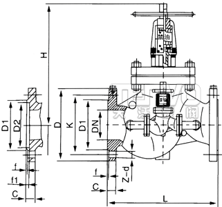 Jyu41W型帶旁通氧氣截止閥結(jié)構(gòu)圖