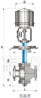 低溫型電子式電動雙座調(diào)節(jié)閥外形尺寸圖